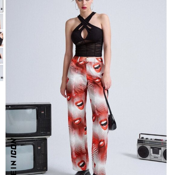 SHEIN ICON Criss Cross Cut Out Front Mesh Panel Halter Top NWOT - Picture 5 of 5